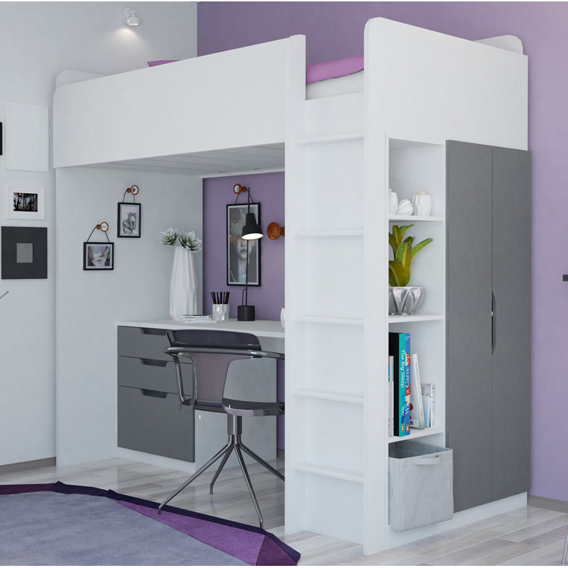 Isabelle & Max Hochbett mit Regal und Schreibtisch Adriana